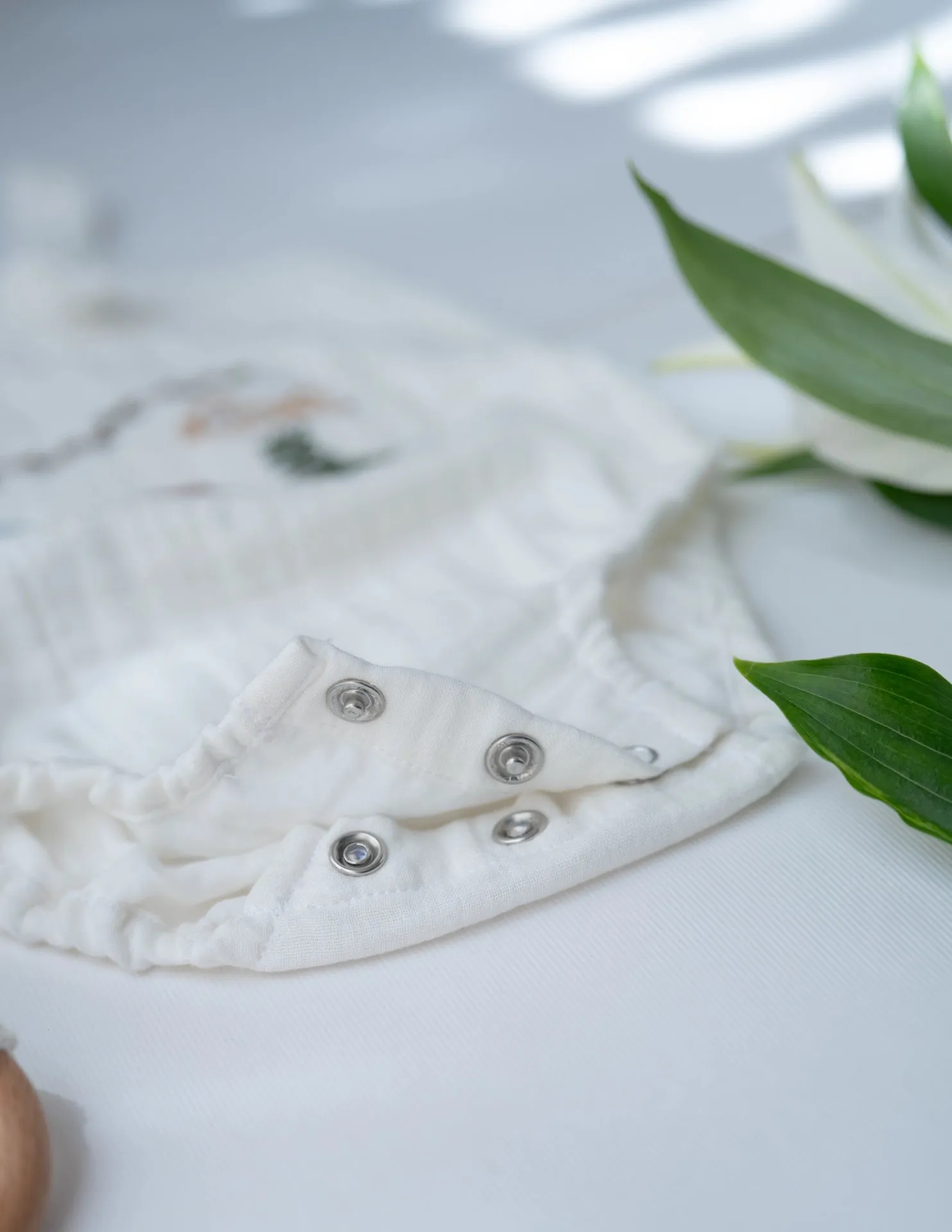 Jungle Pals Playsuit | Cotton Muslin Baby Romper | White