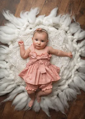 Kryssi Kouture Girls Dusty Rose Two Piece Ruched Bow Set
