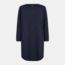 Langærmet bambus T-shirt kjole navy