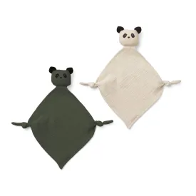 Liewood - Yoko Mini Cuddle Cloth 2 Pack - Panda Hunter Green/Sandy Mix