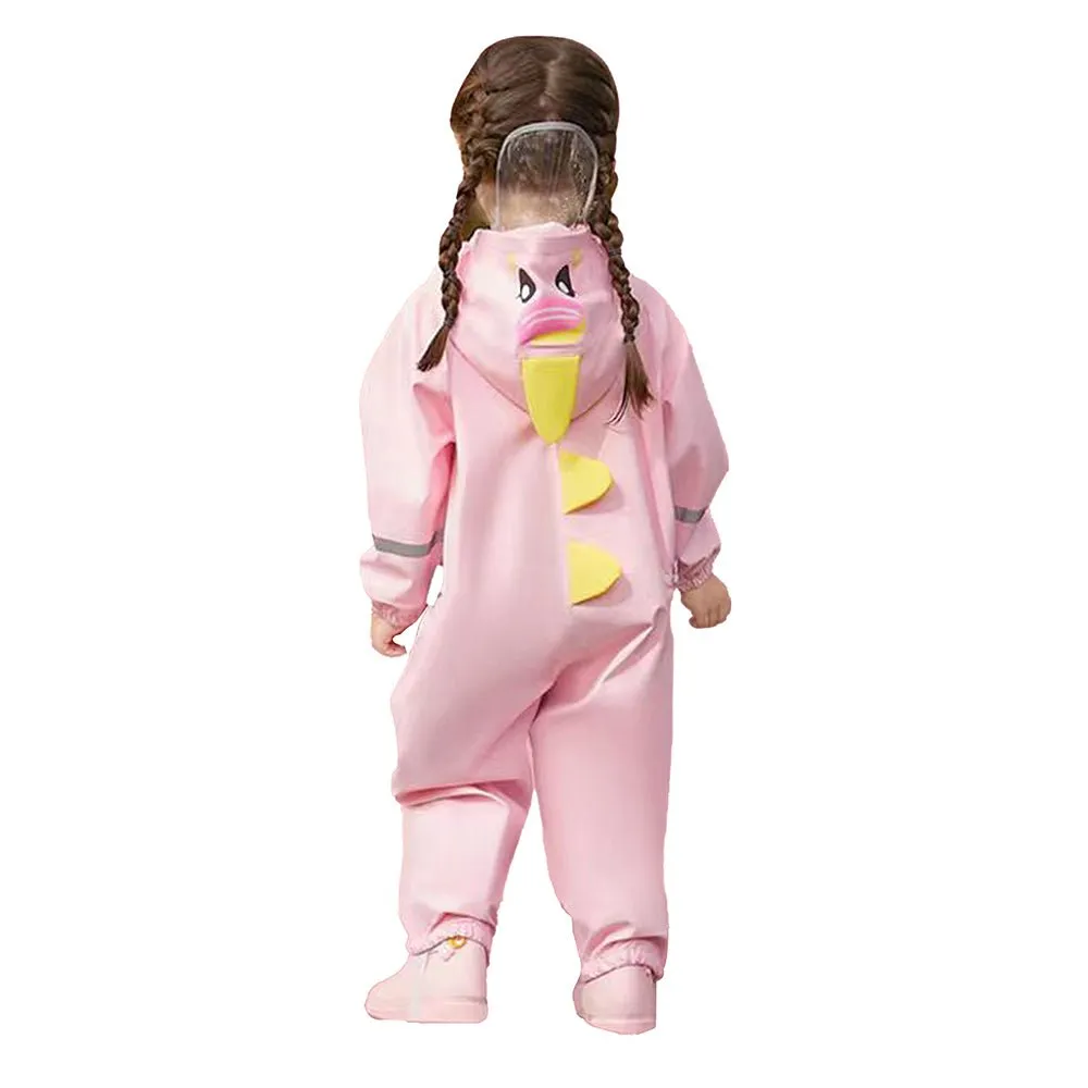 Light Pink Magic Uni theme full Jumpsuit Style Raincoat for Toddlers and Kids