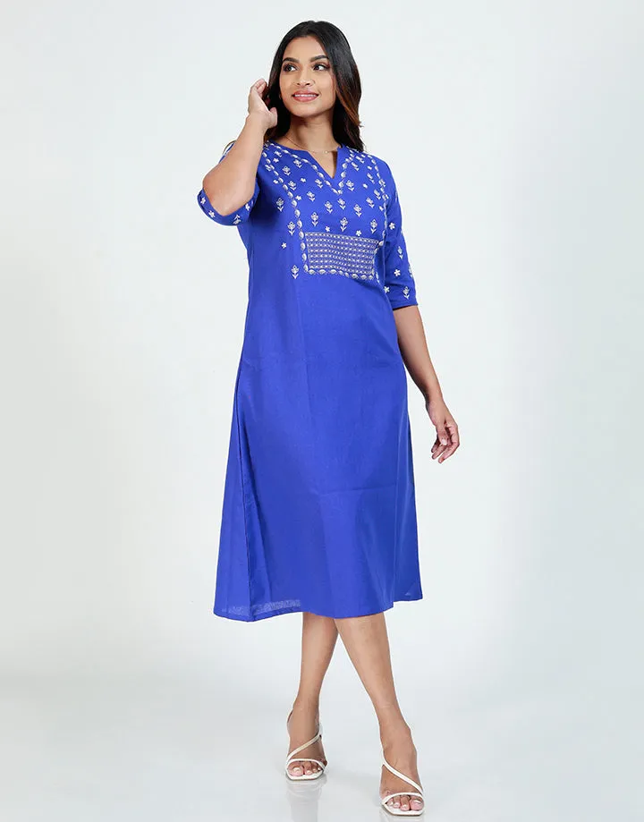 Linen Dress with Embroidery
