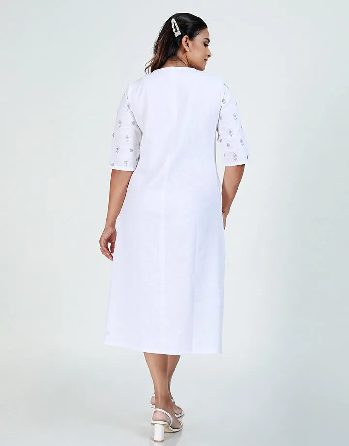 Linen Dress with Embroidery