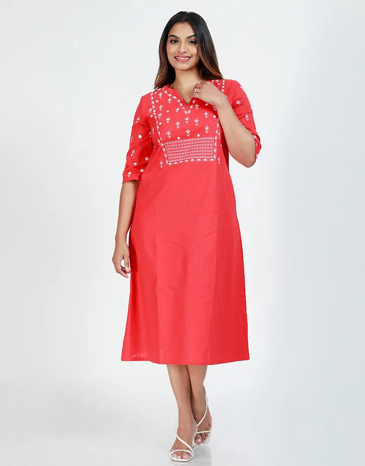 Linen Dress with Embroidery