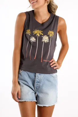 Malpais Crop Biker Tank Thunder Grey