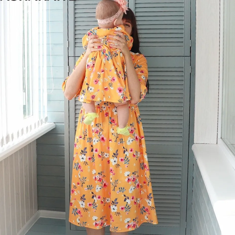 Matching Family Outfit - Mummy and Daughter Floral Dress