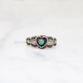 Miniature Heart Motif Sterling & Turquoise Ring