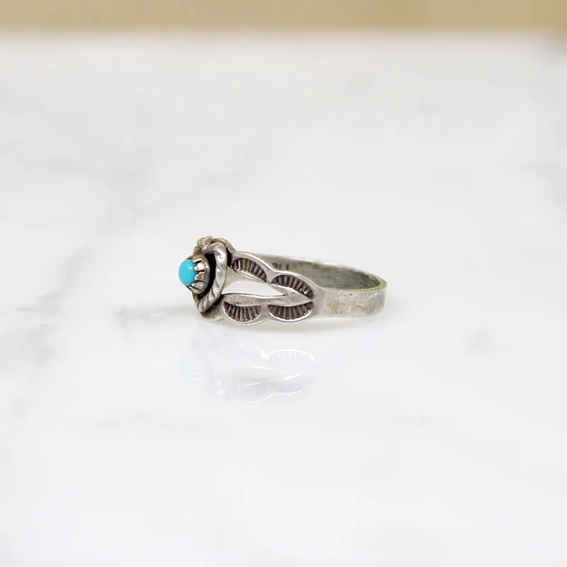 Miniature Heart Motif Sterling & Turquoise Ring