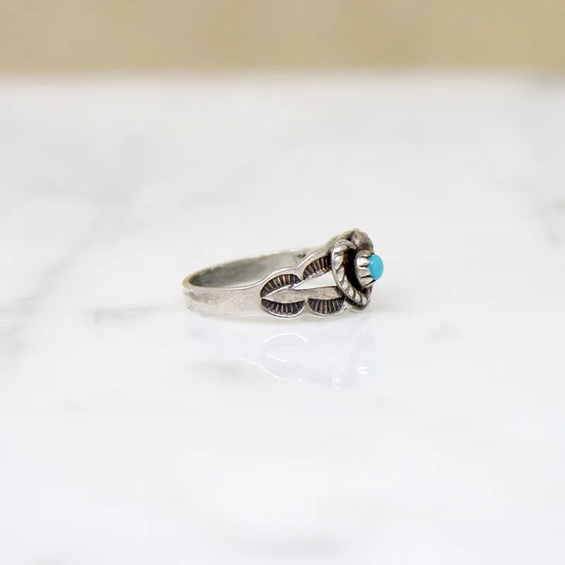 Miniature Heart Motif Sterling & Turquoise Ring