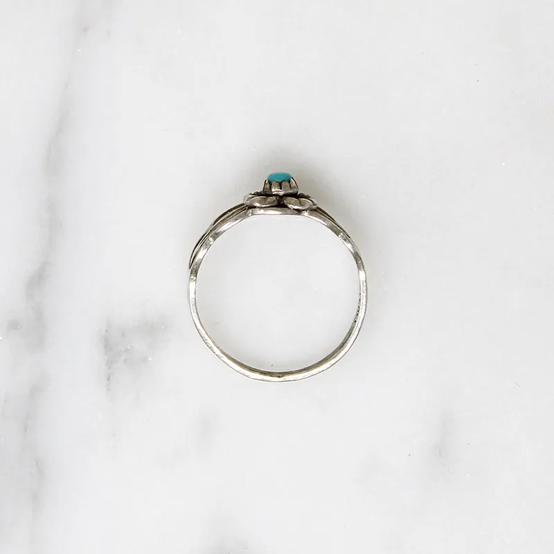 Miniature Heart Motif Sterling & Turquoise Ring