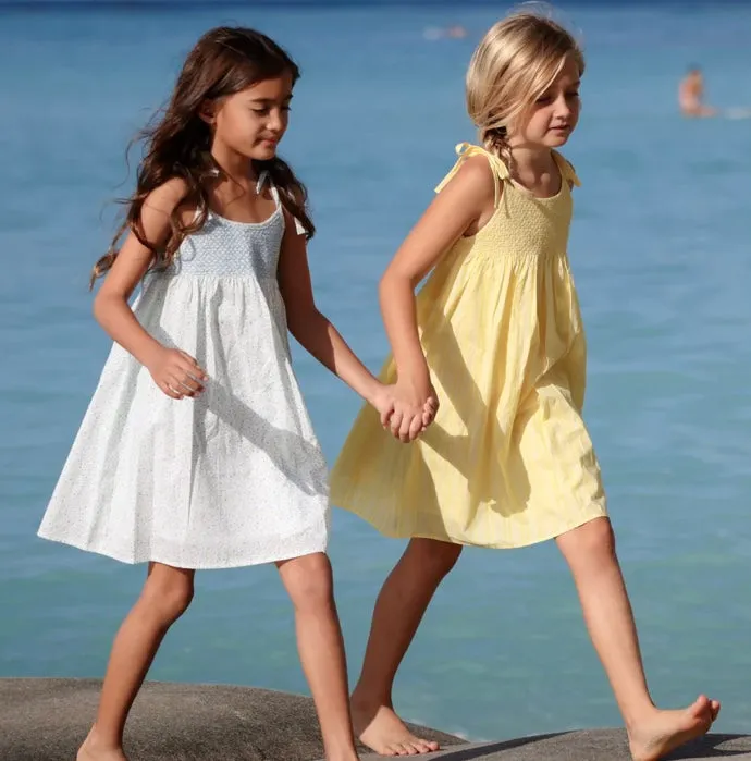 MINNOW~Pineapple stripe smocked dress w ties