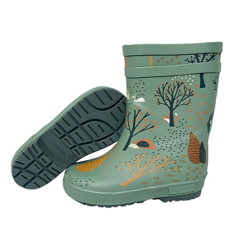 Mr. Olive Wood, Flexible Rubber Rain Gumboots for Toddlers and Kids