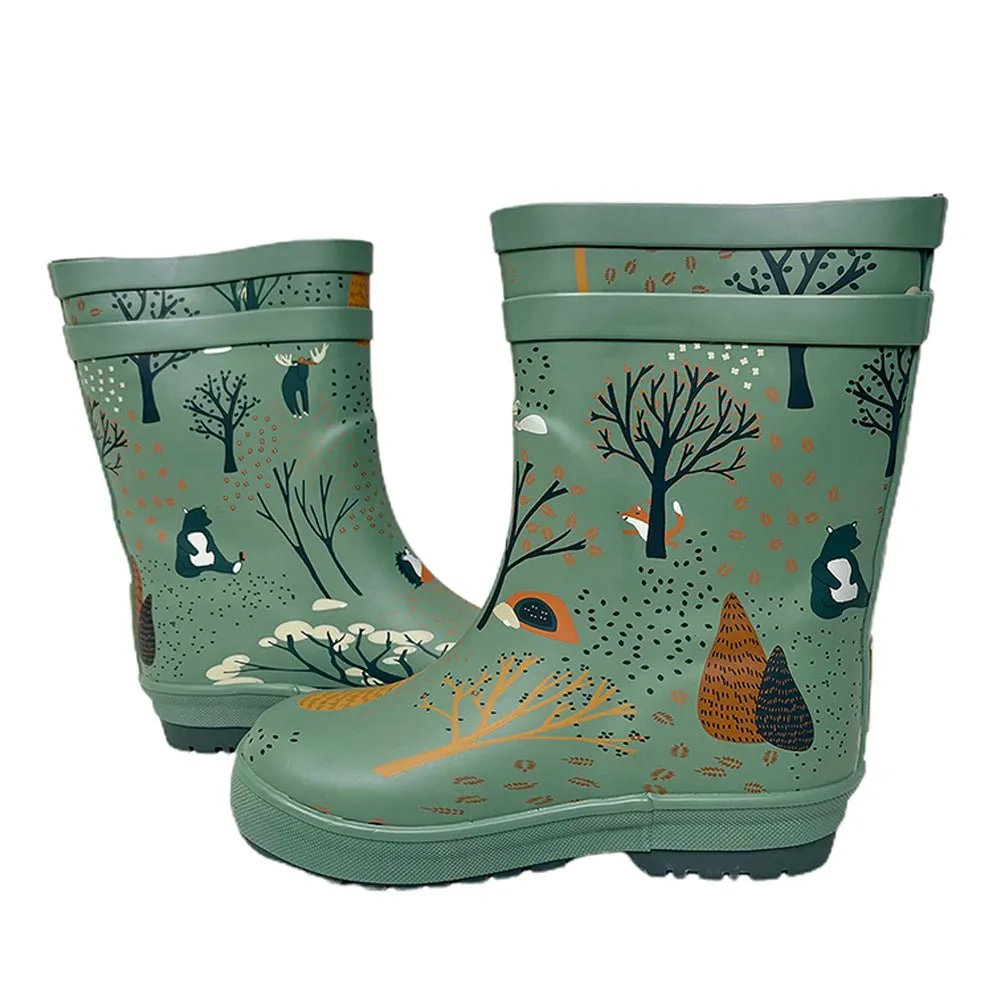 Mr. Olive Wood, Flexible Rubber Rain Gumboots for Toddlers and Kids