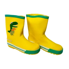 Mr. Yelosaur Stripe ,  Flexible Rubber Rain Gumboots for Toddlers and Kids