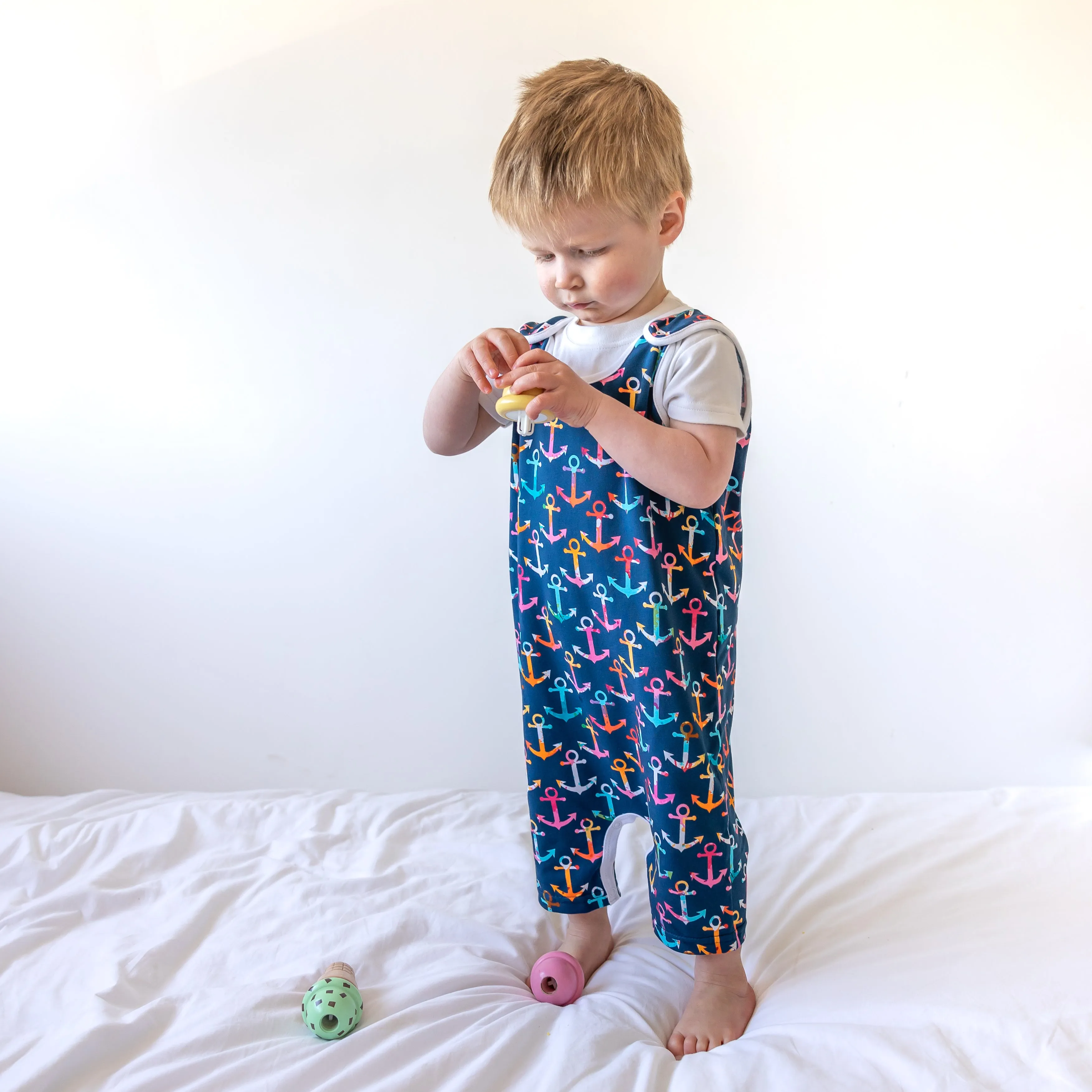 Multi colour Anchor print sleeveless shortie romper