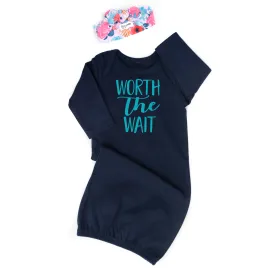 Navy gown and Teal Worth the Wait