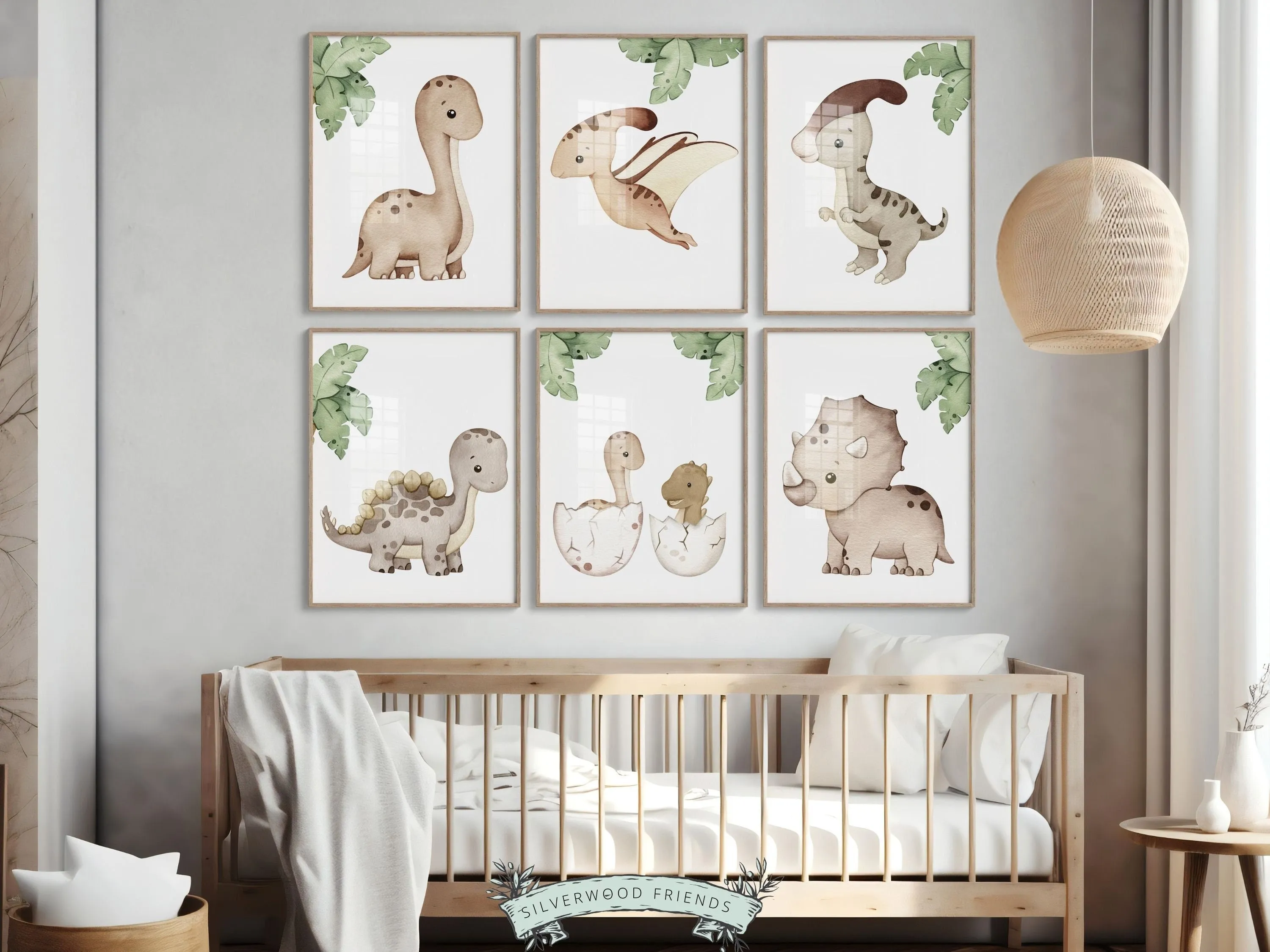 Neutral Dino Nursery Prints