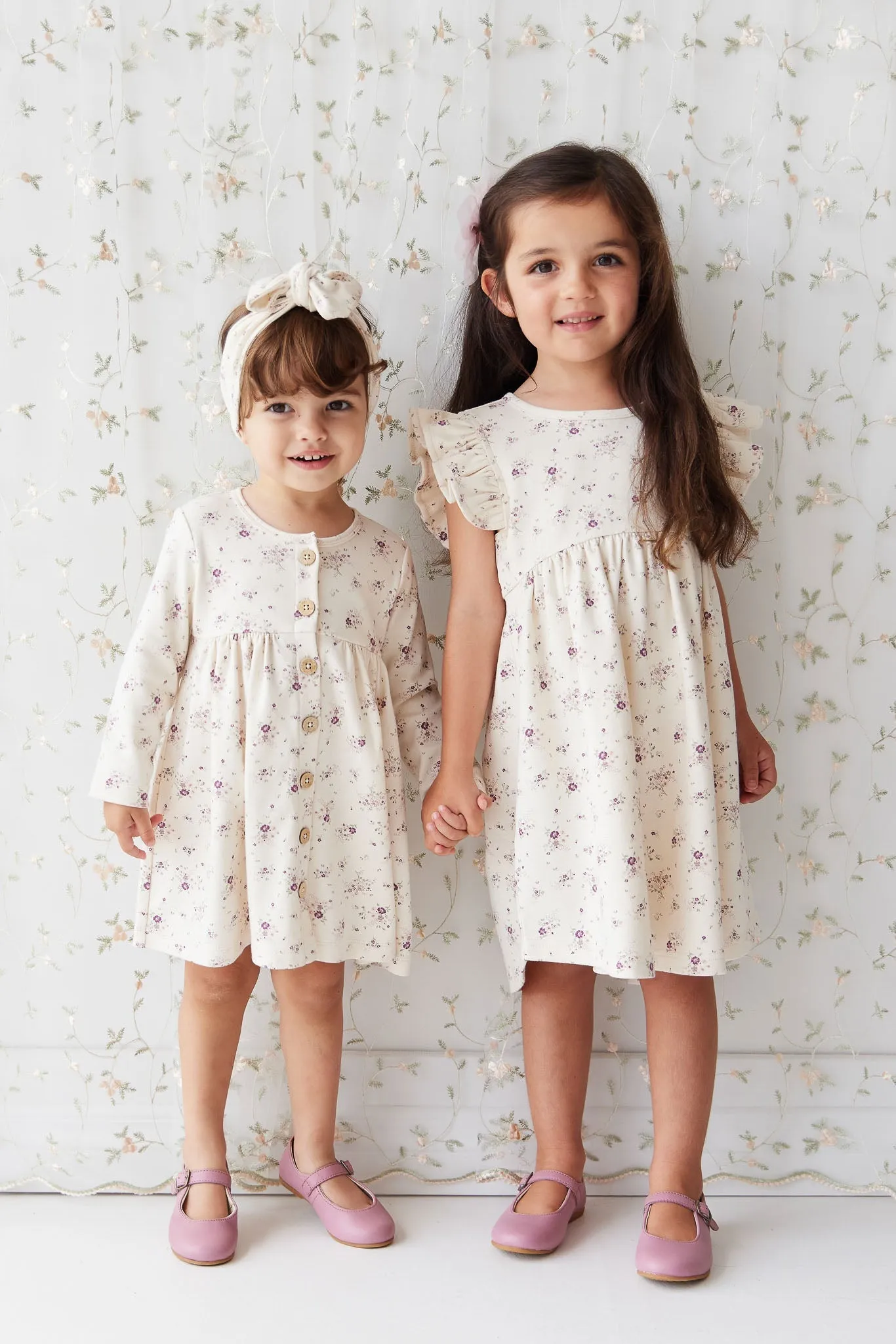 Organic Cotton Ada Dress - Sweet William Floral Natural