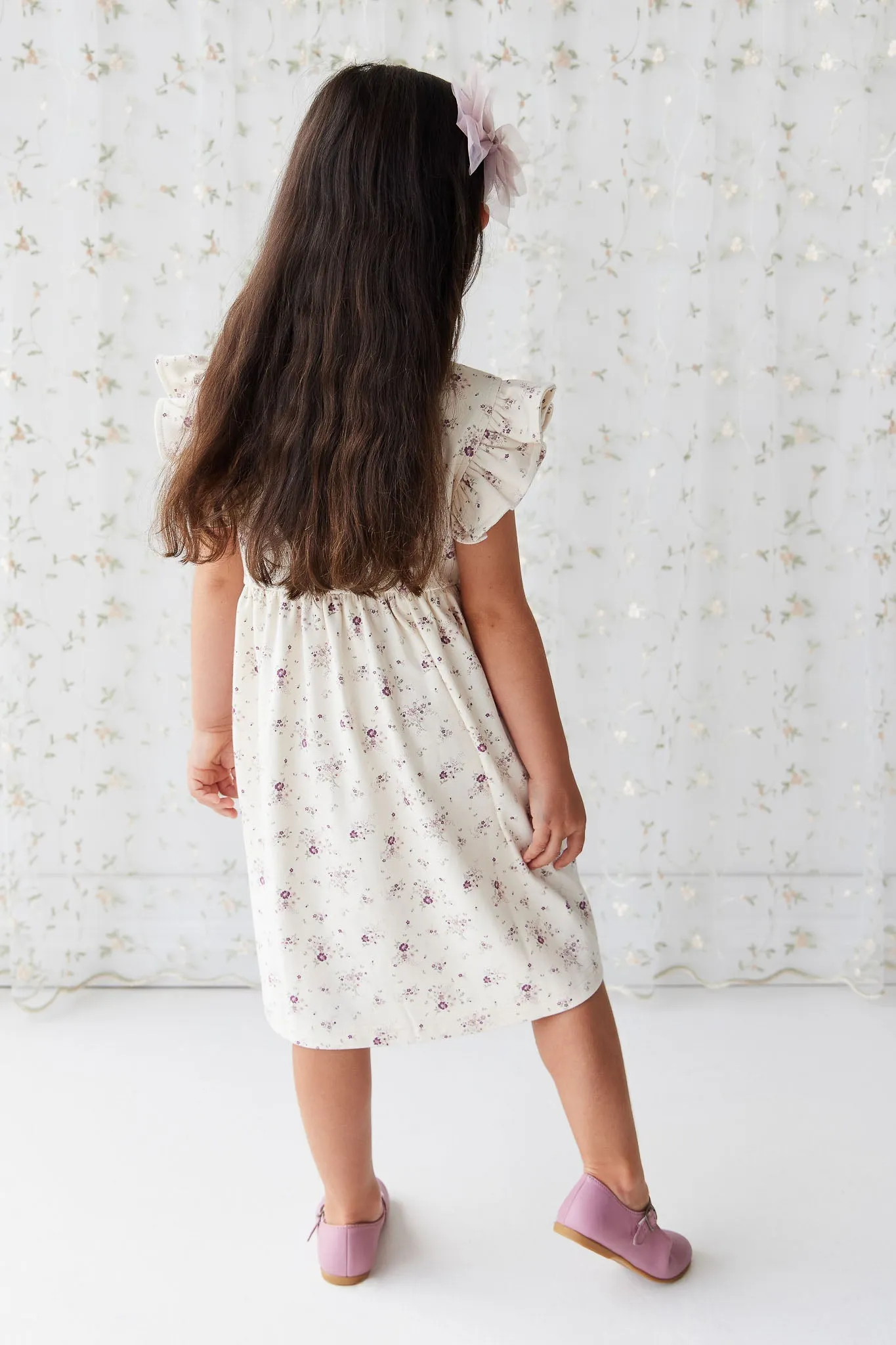 Organic Cotton Ada Dress - Sweet William Floral Natural