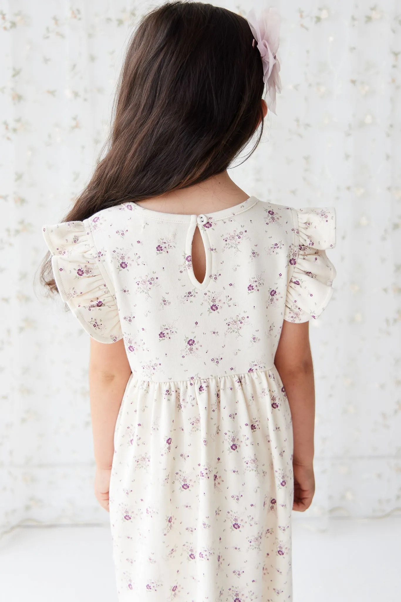 Organic Cotton Ada Dress - Sweet William Floral Natural