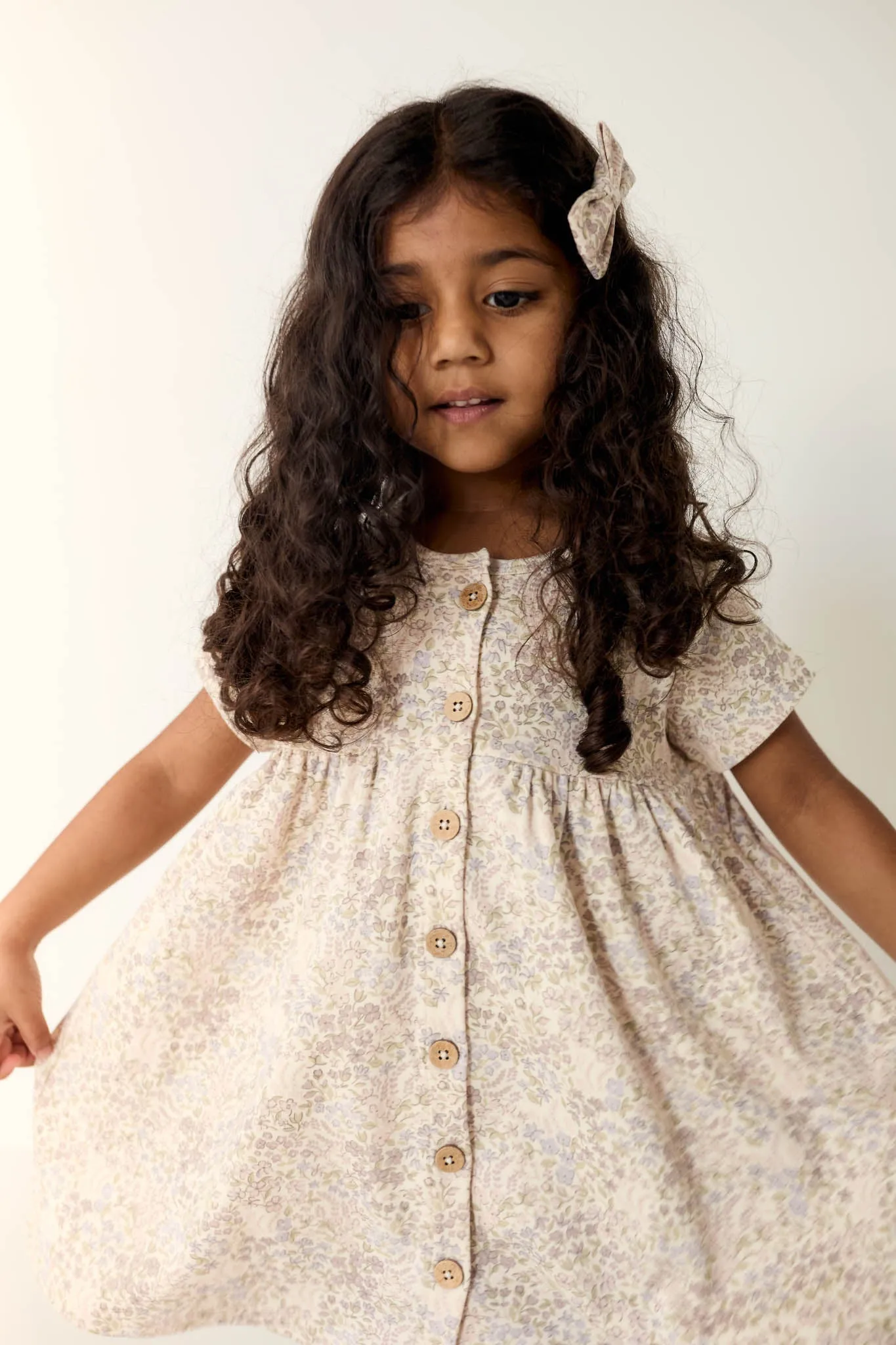 Organic Cotton Lola Dress - April Floral Mauve