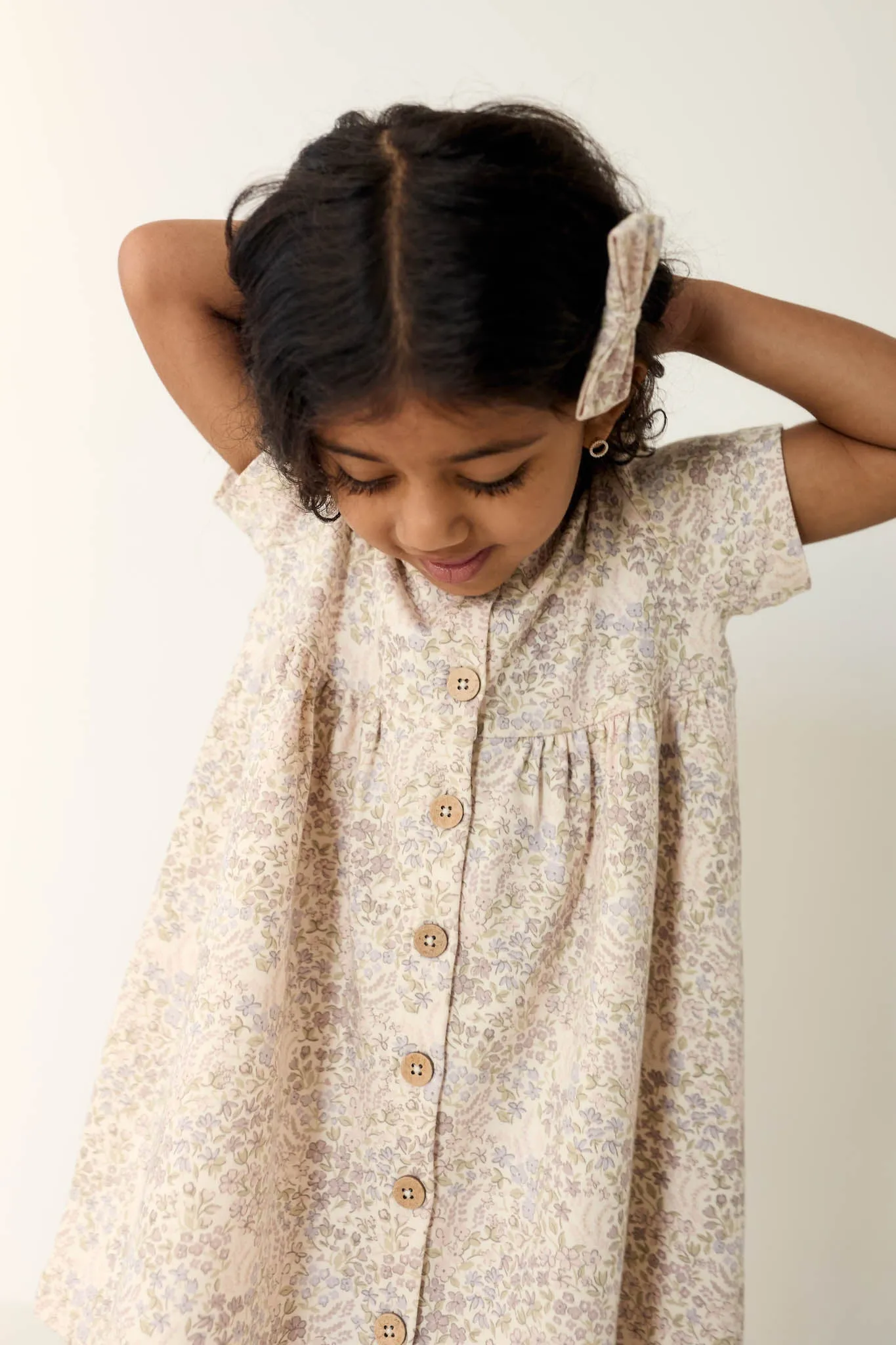Organic Cotton Lola Dress - April Floral Mauve