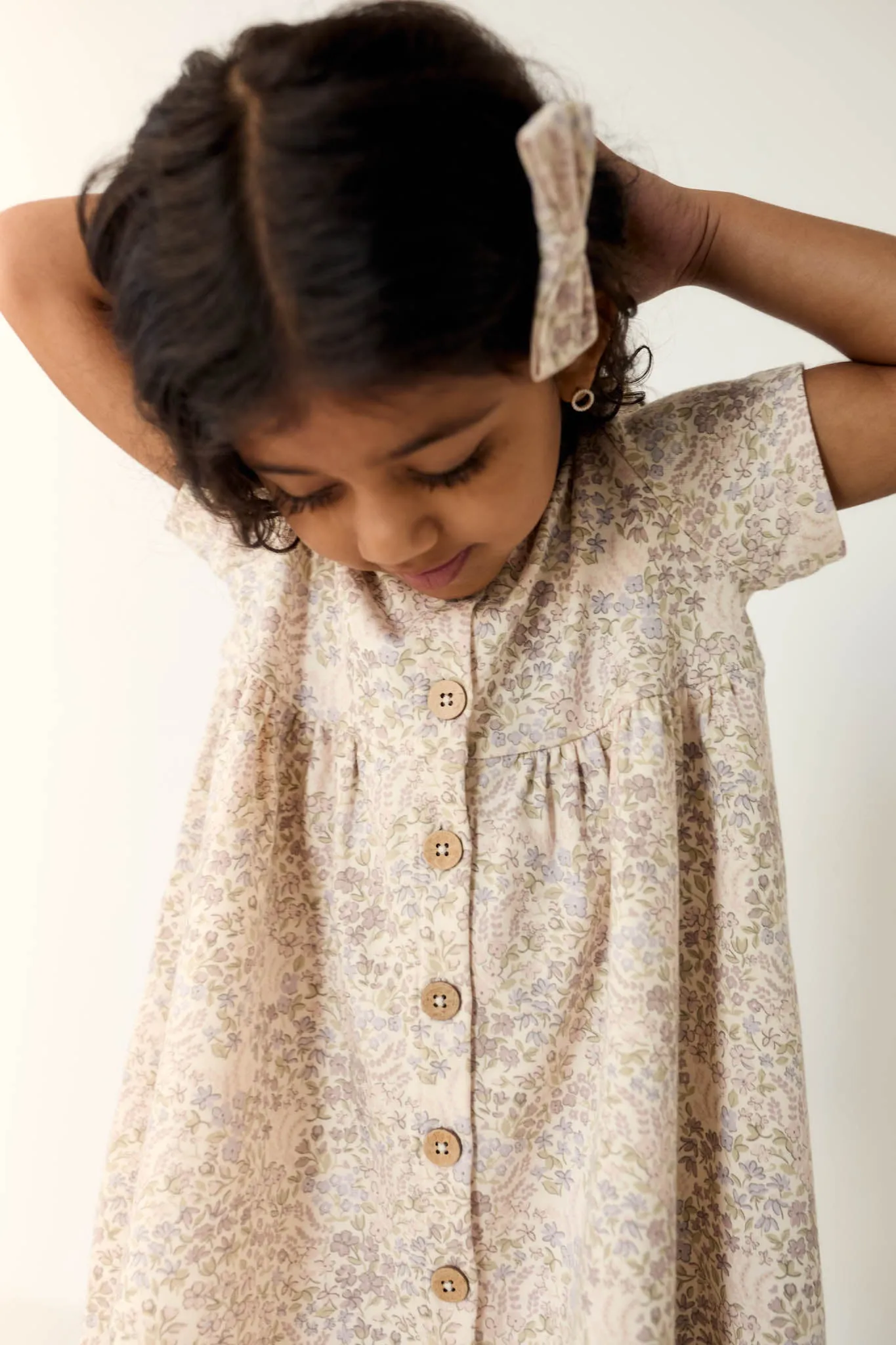 Organic Cotton Lola Dress - April Floral Mauve