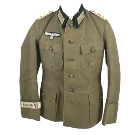 Original German WWII Heer Infantry Oberleutnant Officer Summer Weight M36 Field Tunic by Wilhelm Holters with Rare Kurland Cuff Title - Infanterie Regiment 32