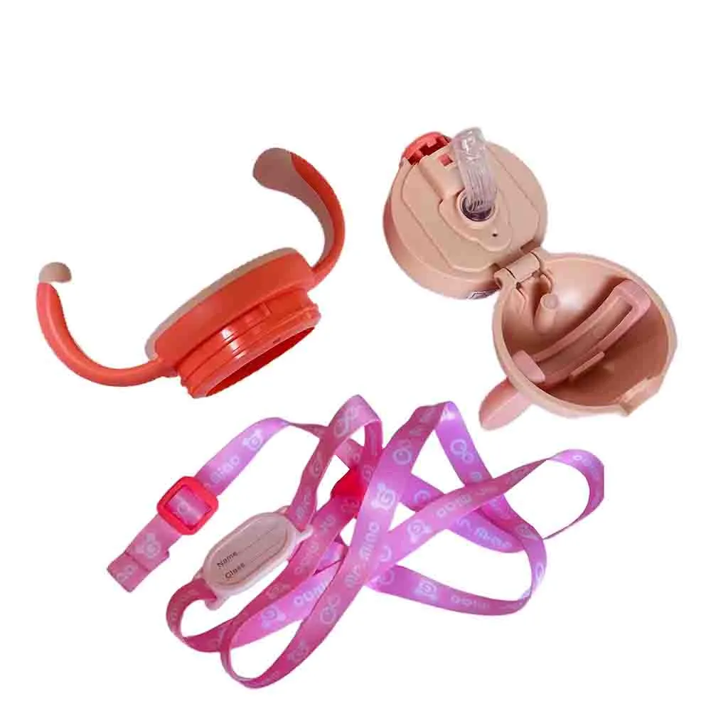 Pink 2d Magic Bear Kids Water bottle for Infants and Toddlers with Handles, 350 ML