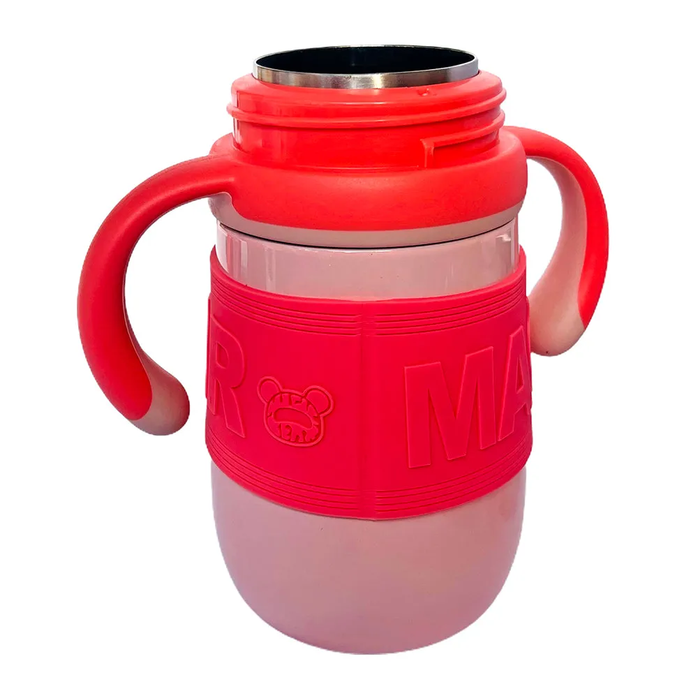 Pink 2d Magic Bear Kids Water bottle for Infants and Toddlers with Handles, 350 ML