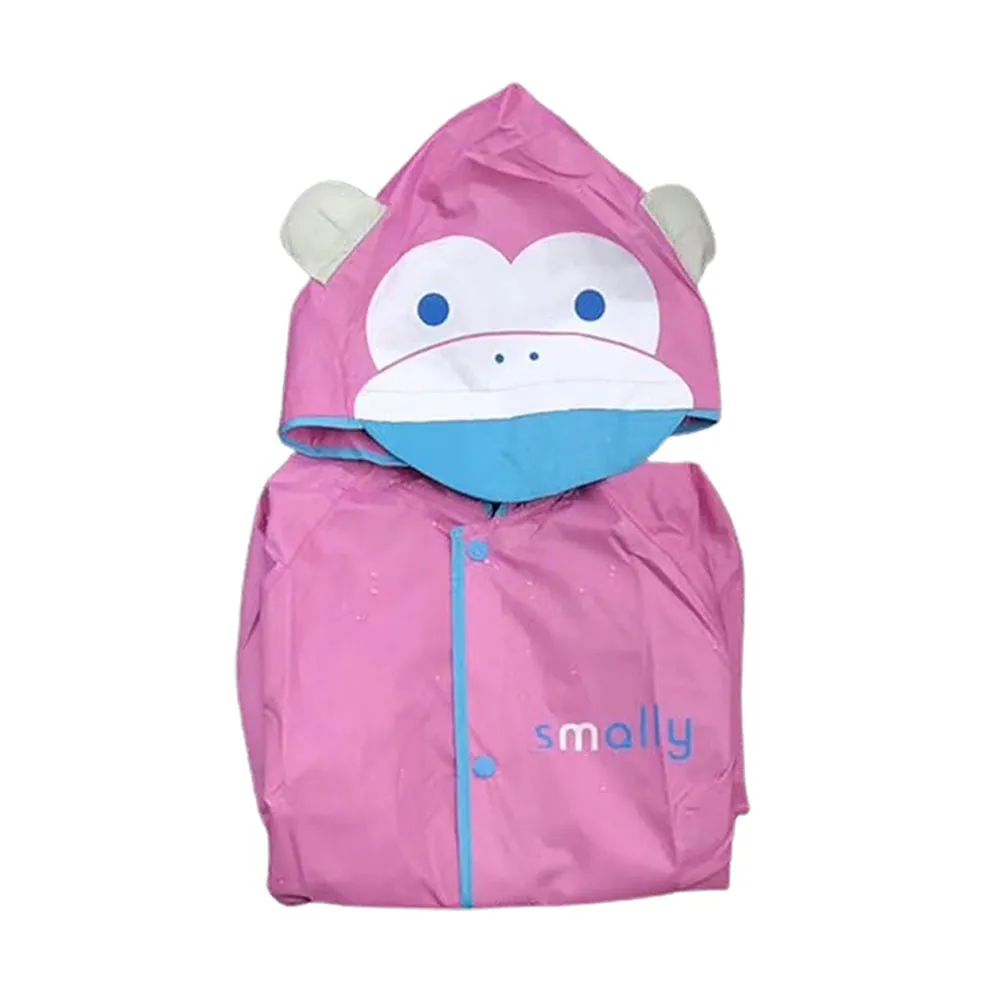 Pink Monkey Knee Length Raincoat for Kids