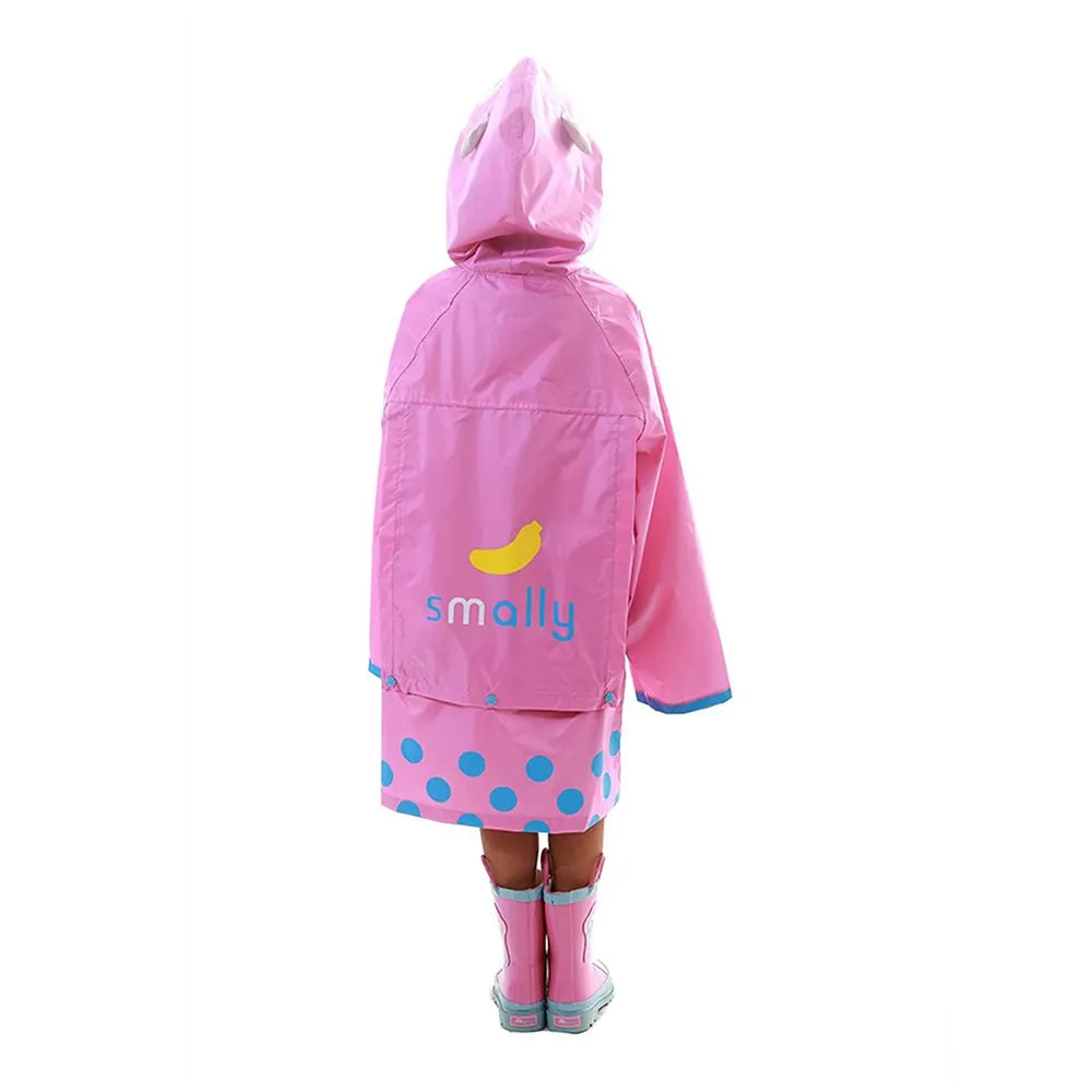 Pink Monkey Knee Length Raincoat for Kids