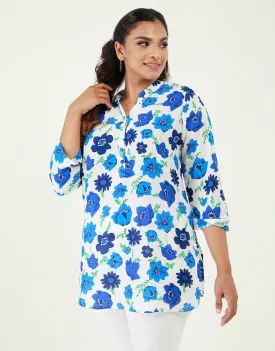 Printed Chinese Collared Kurtha