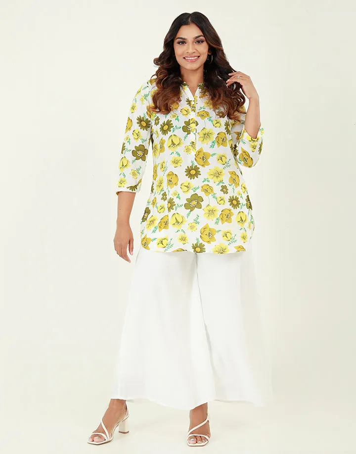 Printed Chinese Collared Kurtha