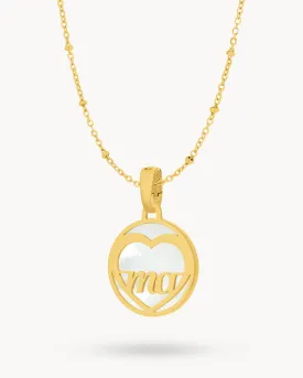 "Ma" Dainty Heart Hollow Protection Necklace Set
