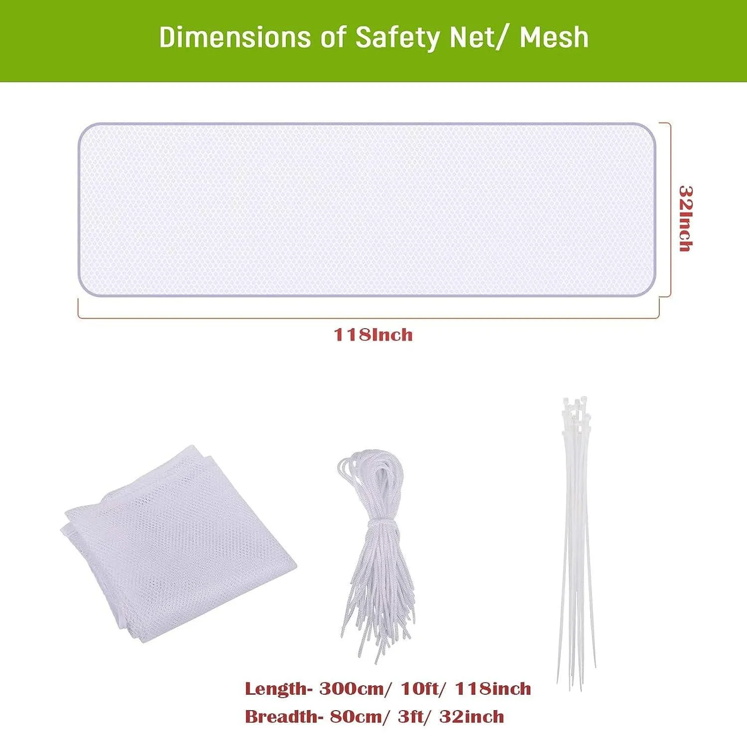 "Safe-O-Kid Baby Safety Net for Balcony & Stairway Protection(White)