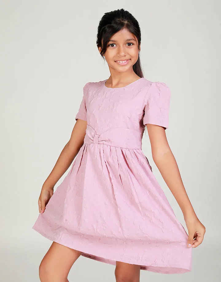 Round Neck Kids Dress with Belt