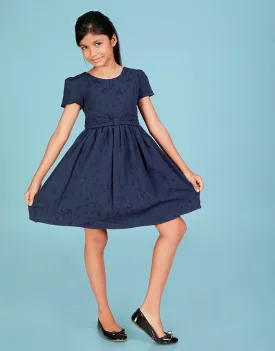 Round Neck Kids Dress with Belt