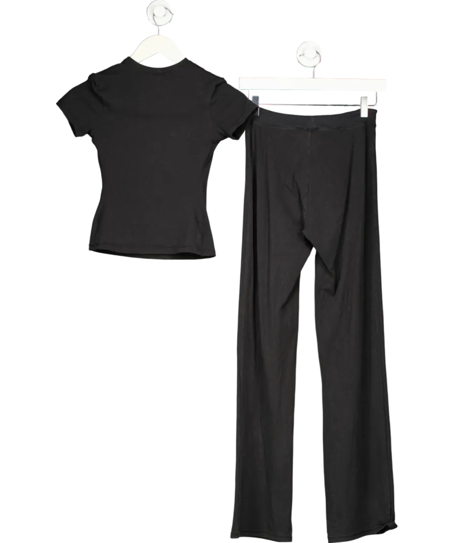 SKIMS Black T-shirt And Wide Leg Leggings Set UK XS