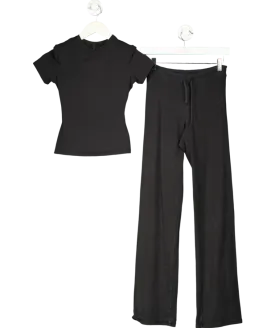 SKIMS Black T-shirt And Wide Leg Leggings Set UK XS