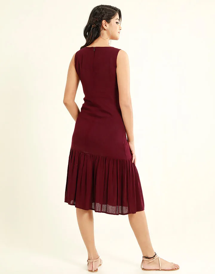 Sleeveless Dress with Frilled Hem
