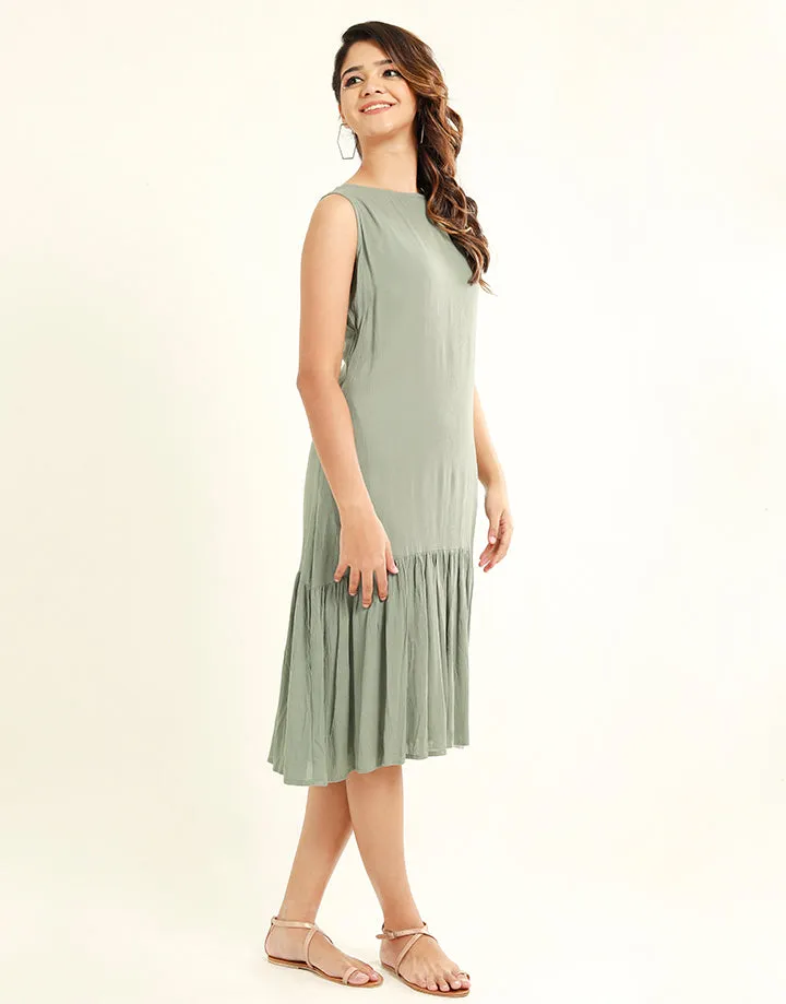 Sleeveless Dress with Frilled Hem