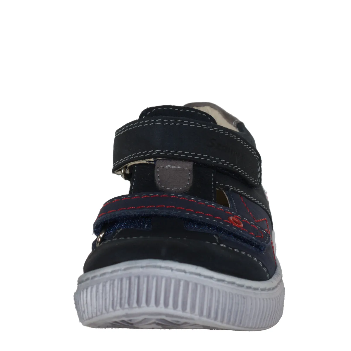 Szamos kid boy sandals in light and navy blue color and shark pattern with double velcro strap toddler/little kid/big kid size