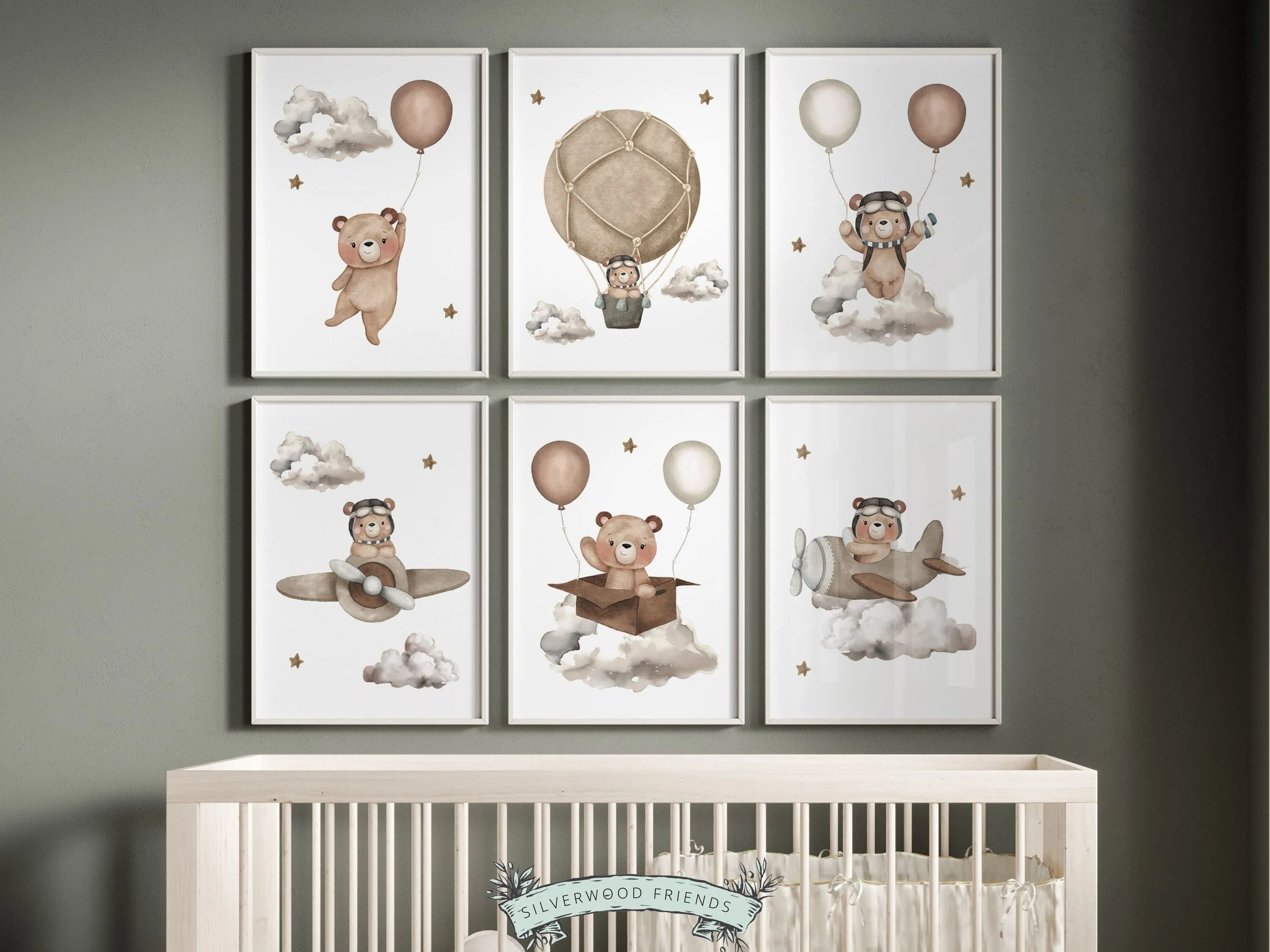 Teddy Bear Neutral Nursery Prints