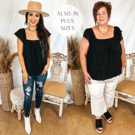 Thinking Out Loud Square Neck Cap Sleeve Top in Black