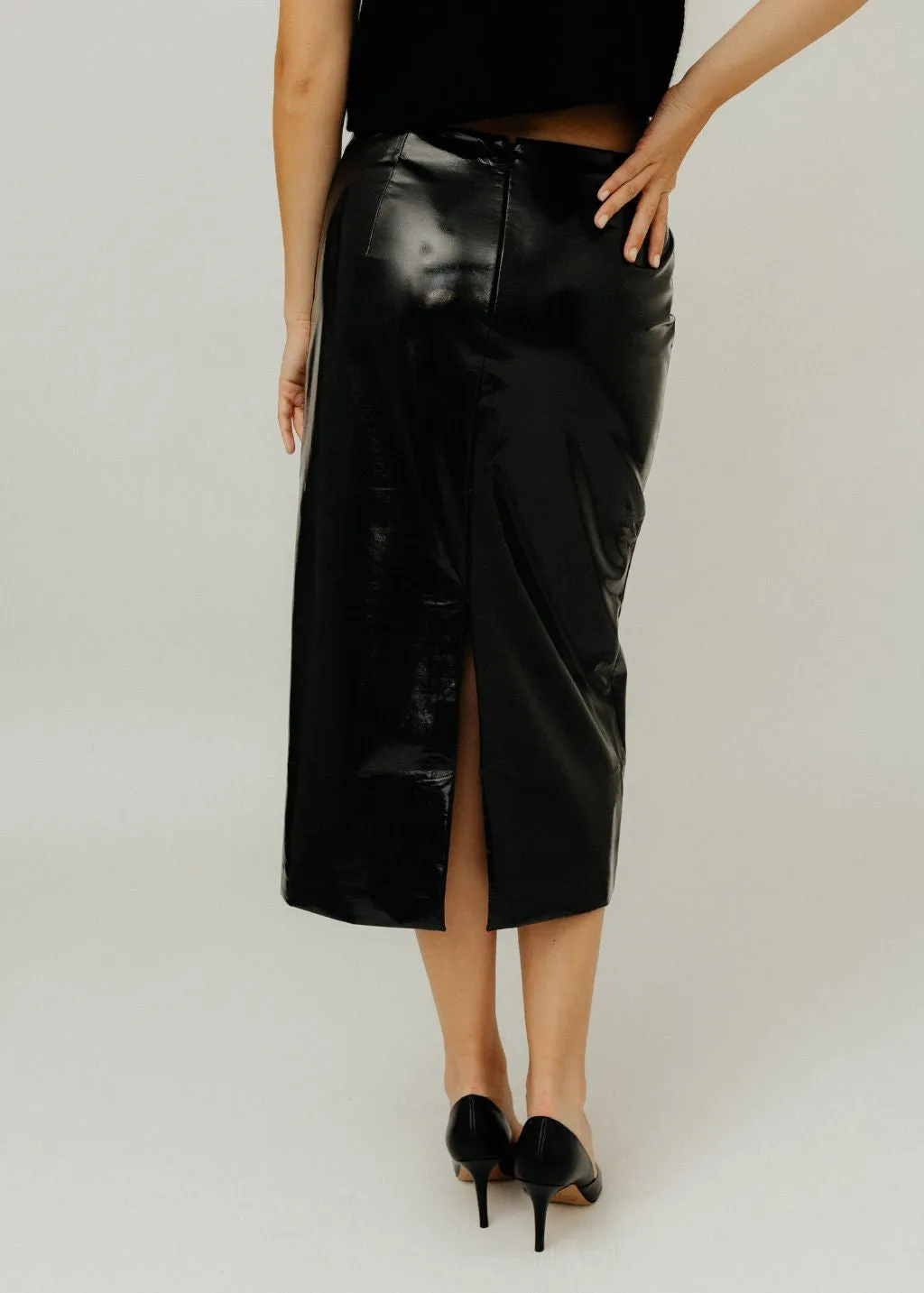 Tibi Glossed Jersey Pencil Skirt