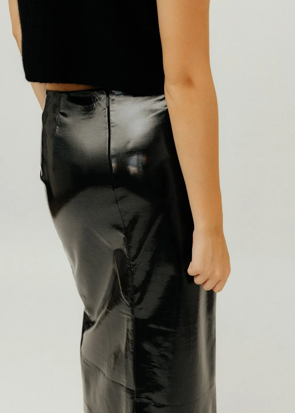 Tibi Glossed Jersey Pencil Skirt