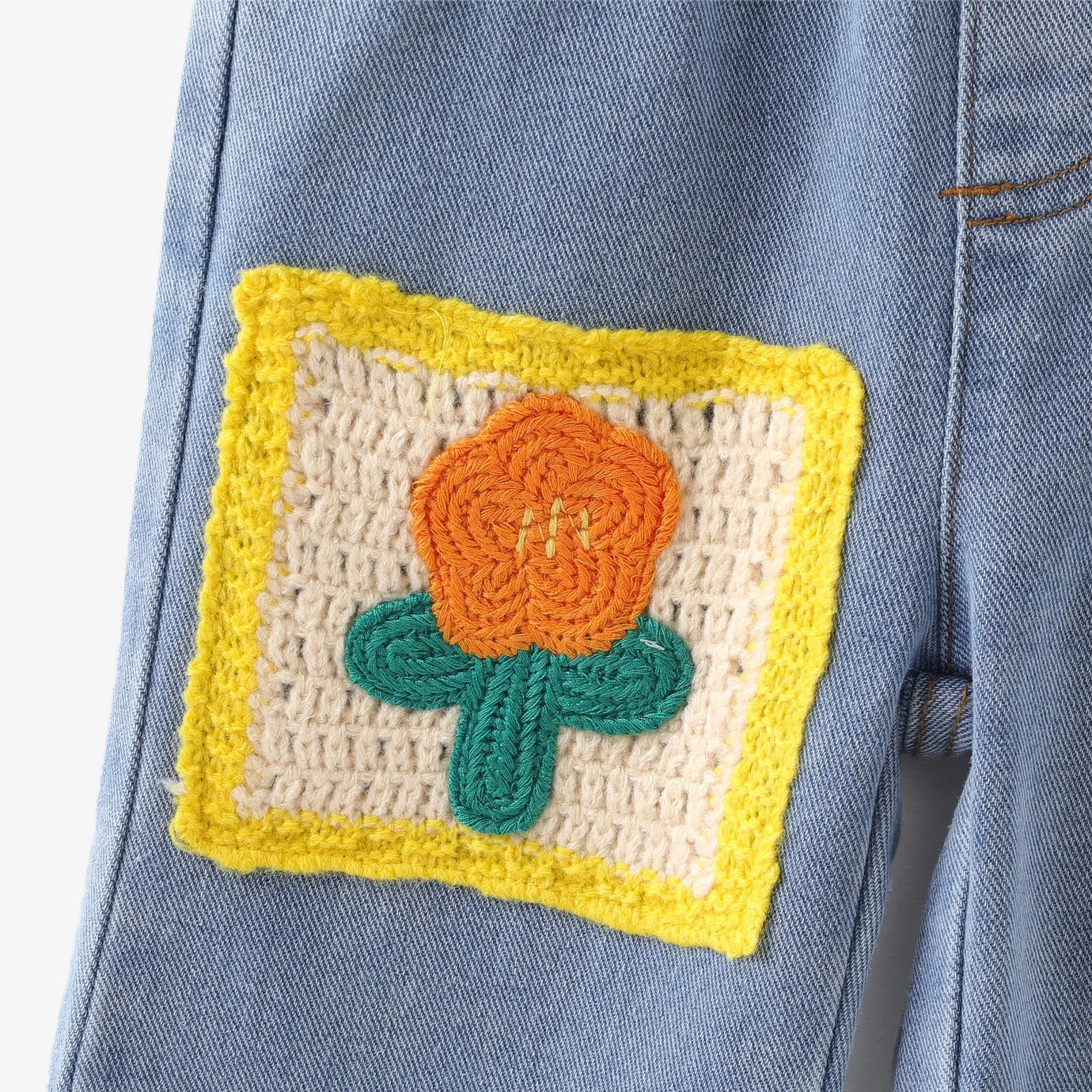 Toddler Girl 2pcs Camisole & Embroidery Denim Jeans Set