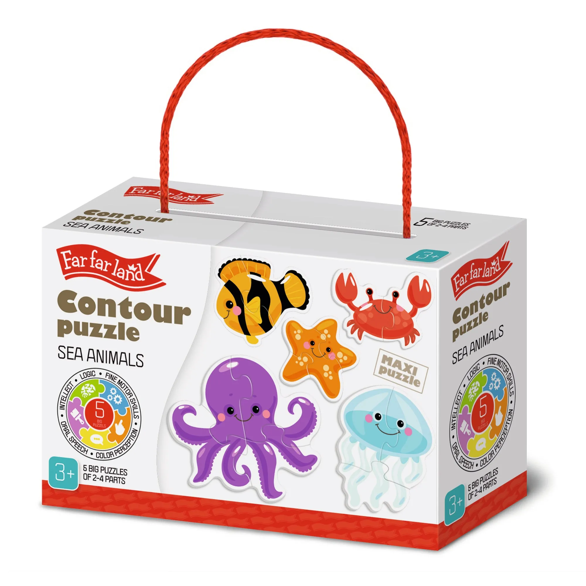 Toddler Puzzles - Explore Sea Animals Contour - 5-Piece Jigsaw Puzzles for Kids 3  Years - Early Learning Montessori Toys