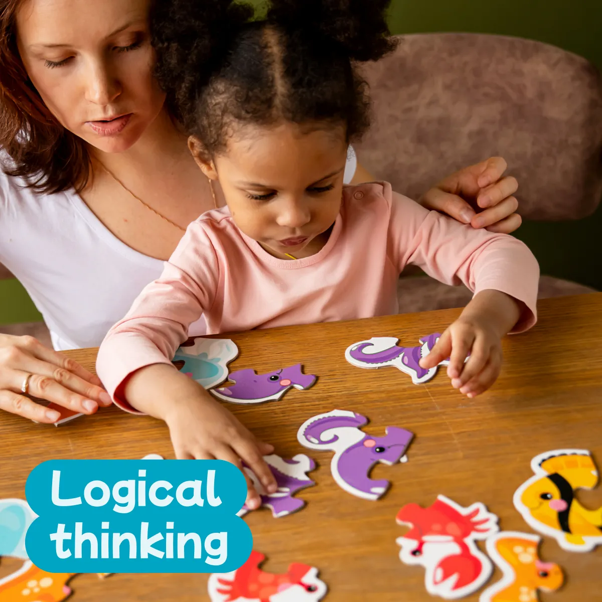 Toddler Puzzles - Explore Sea Animals Contour - 5-Piece Jigsaw Puzzles for Kids 3  Years - Early Learning Montessori Toys